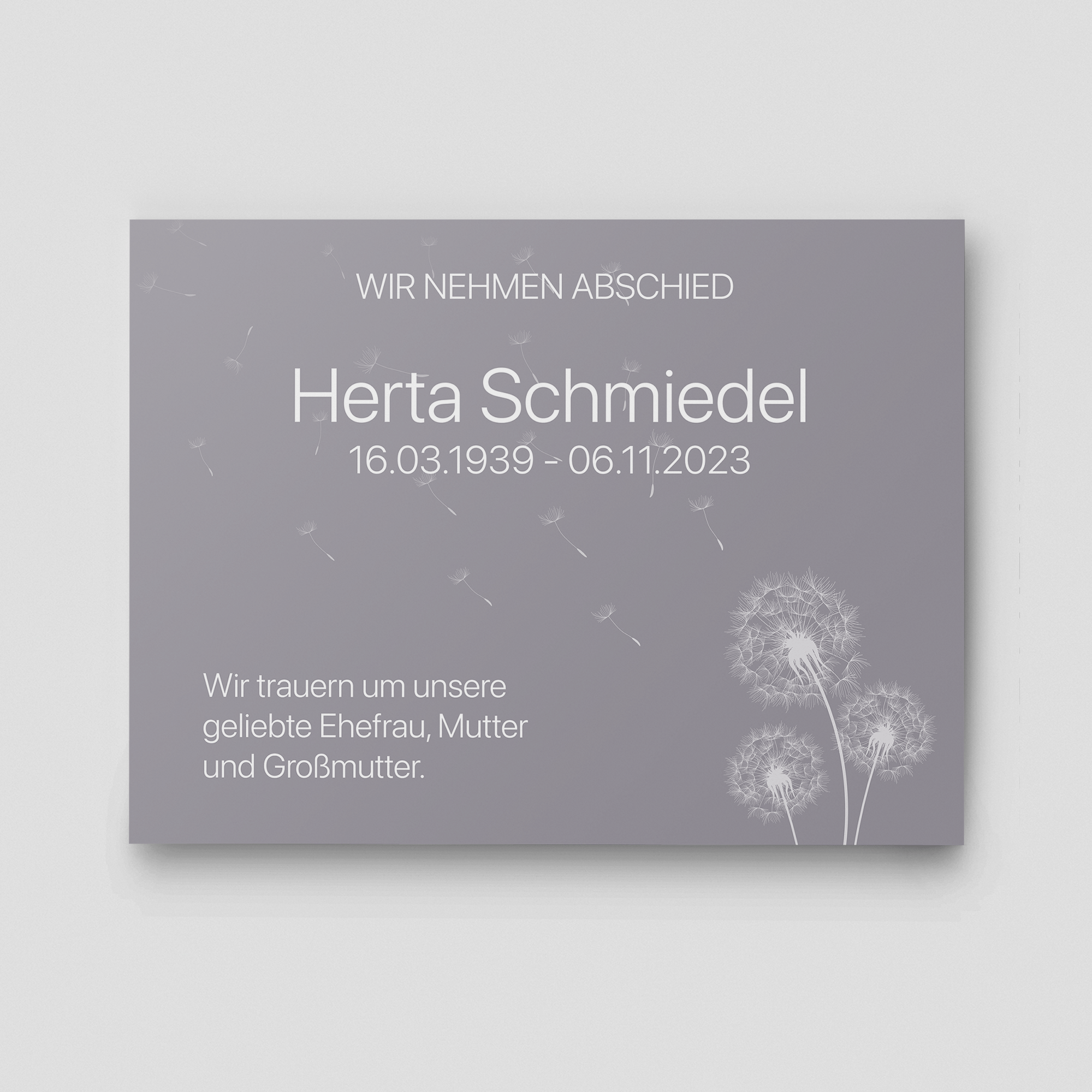 Letzter Gruß Trauerschild Querformat