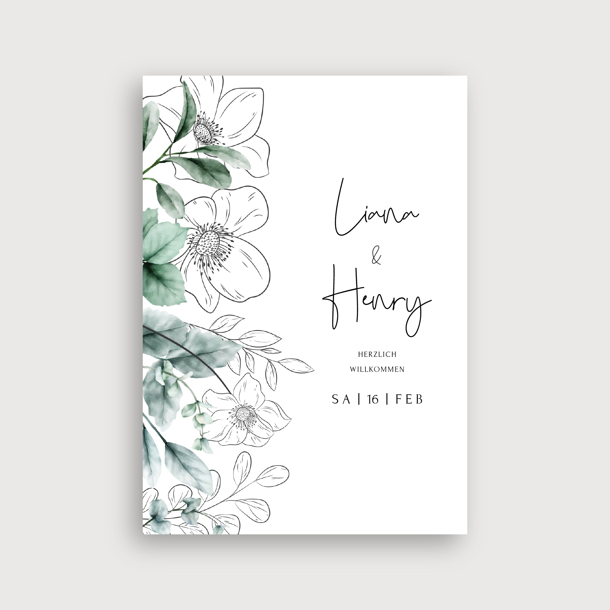 Grüne Liebe Hochzeitsschild Hochformat