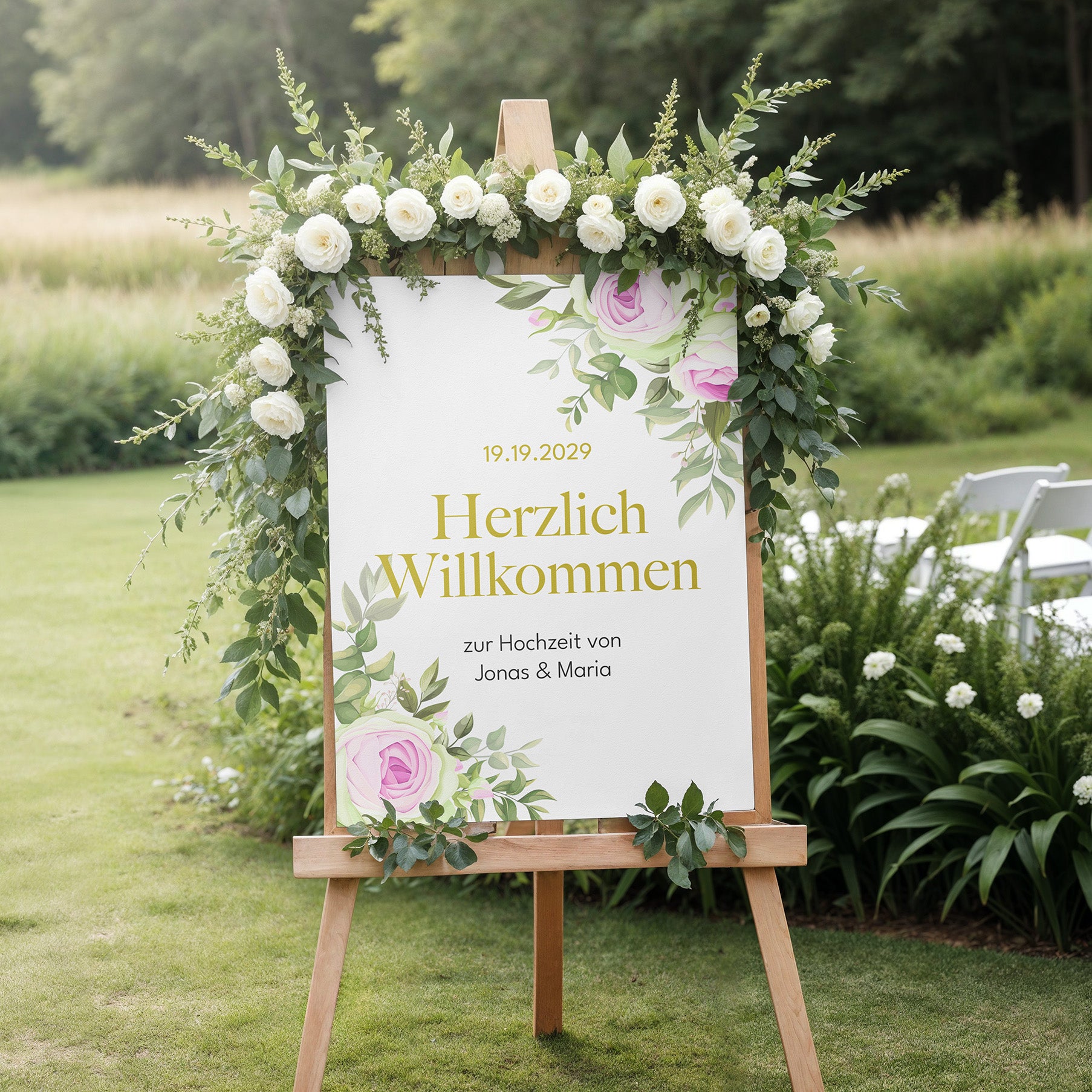 Mockup Acrylschild Hochzeit in Weiß Hochformat